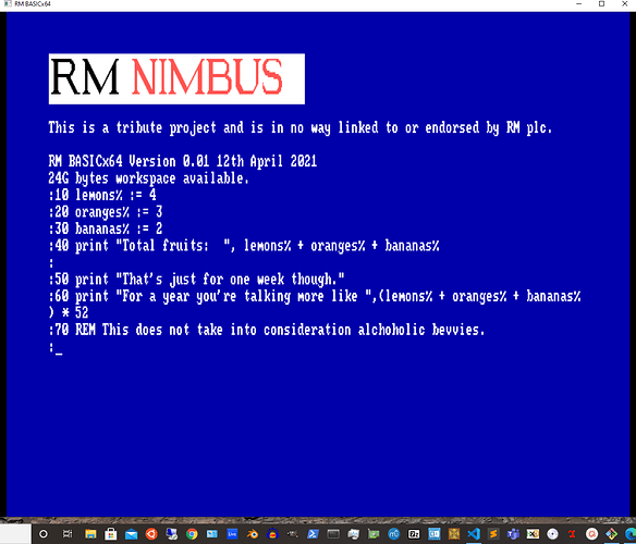 rm basicx64 first program