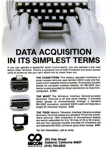 Advert showing hands typing on a small QWERTY keyboard